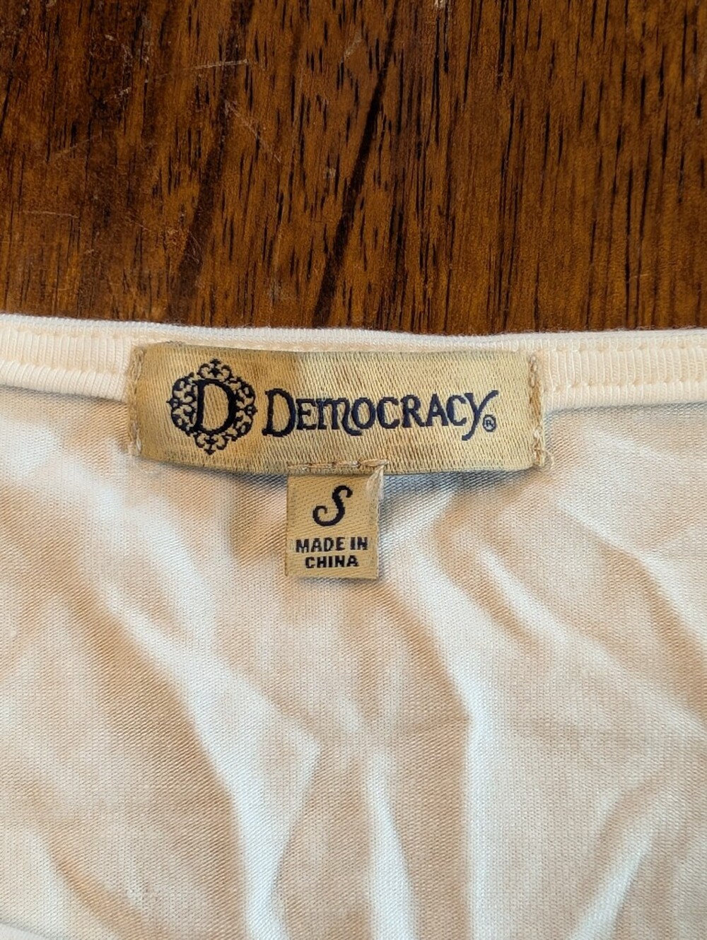 Democracy Boho Top Embroidered Womens Small Ivory Hippie Peasant Casual Funky - Picture 5 of 9